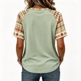 thumbnail image 3 of EANJE Halloween Shirts for Women Cute Ghost Shirt Fall Pumpkin T-Shirt Ghost Pumpkin Graphic Tees Casual Plaid Splice Short Sleeve Tops Light Green 3XL, 3 of 5