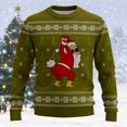 thumbnail image 2 of XIAOCHA Men's Crew Neck Sweatshirt Funny Santa Graphic Print Holiday Winter Pullover Top, Army Green, Sizes XXXXXL, 2 of 4