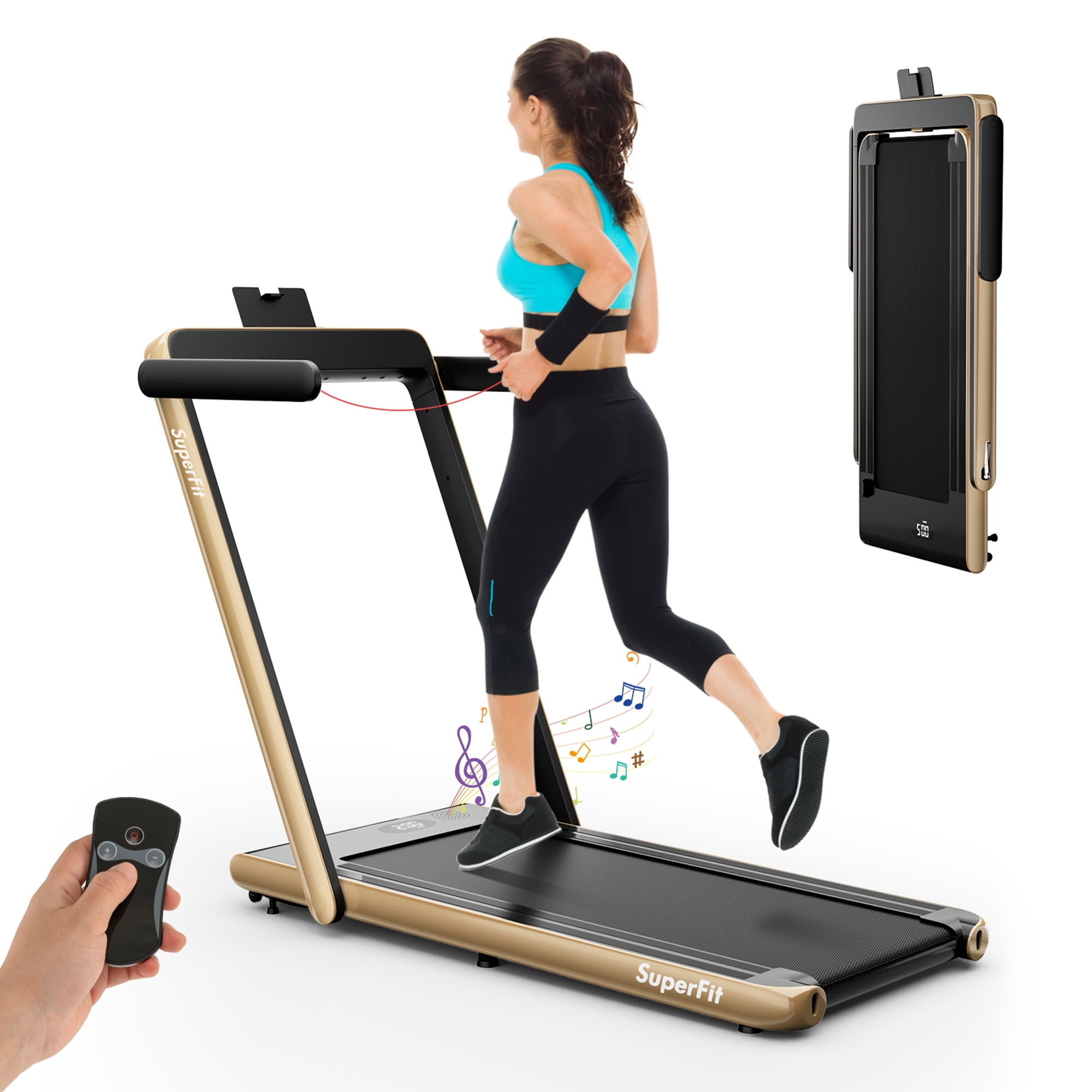 Gymax Motorized Treadmill Folding Under Desk Electric Treadmill w APP Yellow Walmart