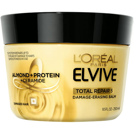 L'Oreal Paris Elvive Total Repair 5 Damage-Erasing Balm, Almond and Protein, 8.5 fl. (The Best Hair Products For Dry Damaged Hair)