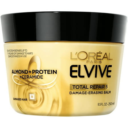 L'Oreal Paris Elvive Total Repair 5 Damage-Erasing Balm, Almond and Protein, 8.5 fl. (Best Deep Conditioning Treatment For Fine Hair)