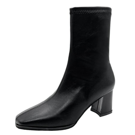 

qipaqil Fashion Autumn And Winter Women Ankle Boots Chunky Heel Medium Heel High Top Solid Women s Boots & Booties