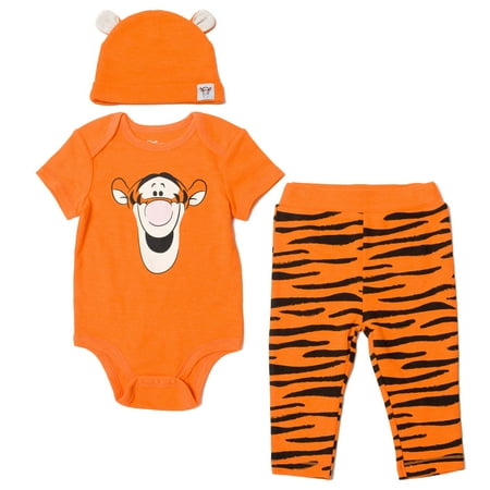 

Disney Winnie the Pooh Tigger Infant Baby Boys 3 Piece Outfit Set: Cuddly Bodysuit Pants Hat Orange 18 Months