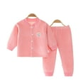thumbnail image 2 of Esaierr Toddler Newborn 2Pcs Autumn Winter Underwear Set for Boys Girls,Baby Long Sleeve Cardigan Sleep Top + Elastic Pants Baby Sports Casual Therma Pjs 2 Piece Outfits for 3M-24M, 2 of 7