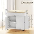 thumbnail image 2 of White Kitchen Island with Storage & Drop Leaf - Rolling Cart with Power Outlet & USB Ports - Perfect for Living Room, Dining & Kitchen Use - 47.6” x 26.8”, 2 of 7