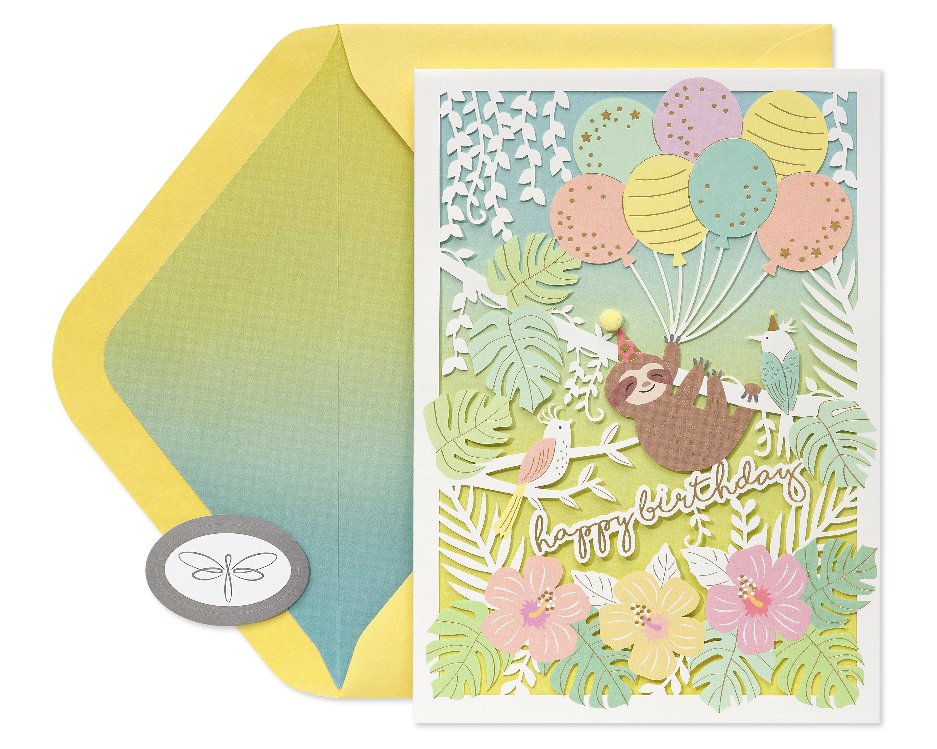 Papersong Premium Birthday Card (Sloth)
