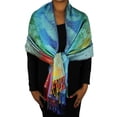 thumbnail image 2 of Peach Couture Rainbow Silky Tropical Colorful Exotic Pashmina Wrap Shawl Scarf, 2 of 10