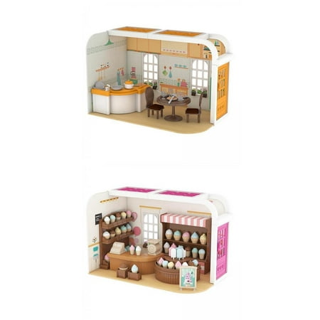 1 Set Miniature House Kit Tiny House Toys Ice Cream Pretend Toys Set Kids Toys, Size: 24.5x14x16cm