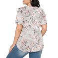 thumbnail image 3 of Bcresic 2026 Summer Women Floral Print Tunic Tops Front Pleated Shirts Round Neck Pullover Shirt Short Sleeve Blouse Trendy Spring Outfits,A05-Multicolor,XX-Large, 3 of 6