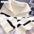 thumbnail image 3 of Baywell Autumn and Winter Women's Sweater Zipper Short Jumper, Black and White Striped White,One Size, 3 of 7