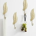 thumbnail image 2 of Hooks Wall Mounted Leaf Shaped Hooks for Key Holder Hat Hanger and Nursery Wall in Gold Finish Modern 4-Pack Functional Organizing Accessory for Home 4PCS, 2 of 6