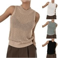 thumbnail image 6 of FAIWAD Women's Ribbed Knit Sleeveless Top Mock Neck Hollow Out Crochet Pullover Loose Summer Trendy Breathable Tank Tops, 6 of 7