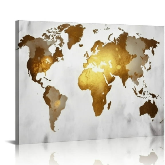 JRXY Abstract Square Canvas Wall Decor Earth Wall Art Print Gold White Gray Painting Artwork Modern Home Decoration for Office Living Room Study Room Ready to Hang 20x16in