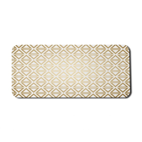 Geometric Computer Mouse Pad, Modern and Futuristic Style of Repeating Triangular Ornaments, Rectangle Non-Slip Rubber Mousepad X-Large, 35" x 15" Gaming Size, Pale Camel White, by Ambesonne