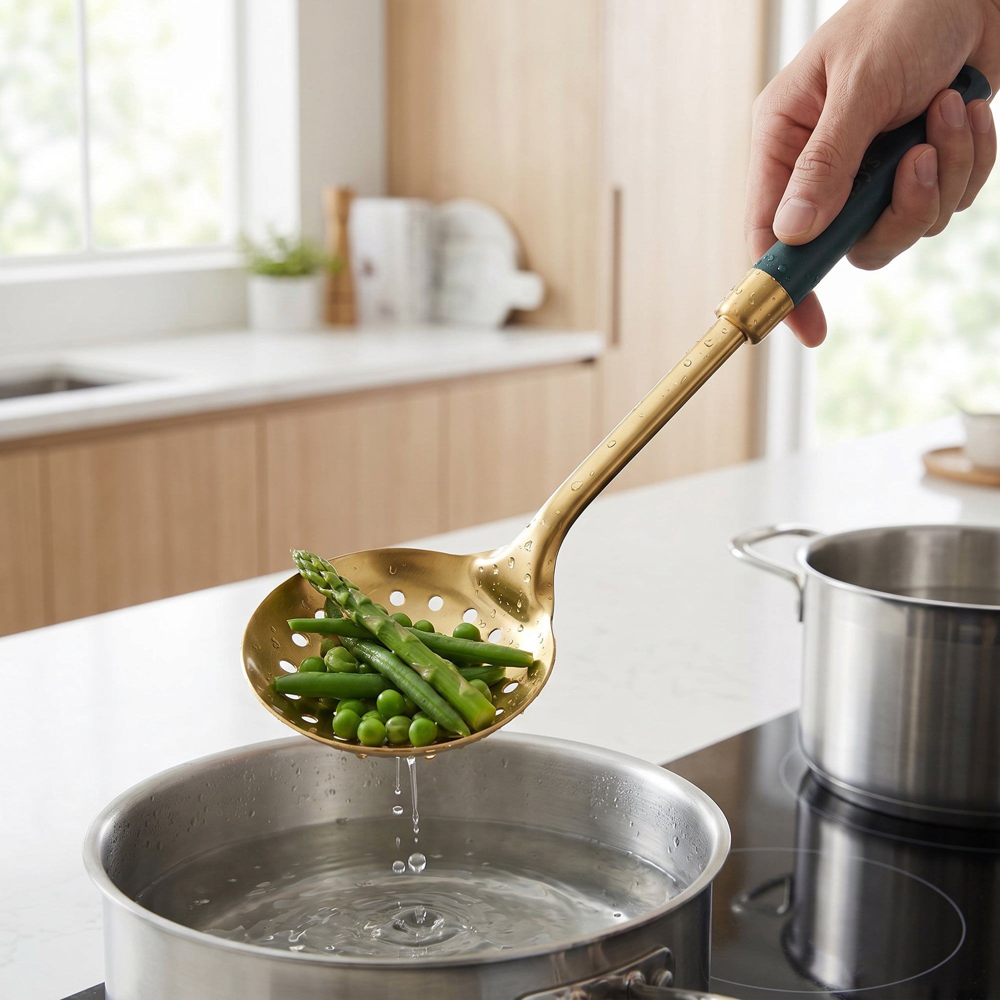 Unique Bargains Color-Blocking Cooking Utensil Set for Home and Gift Green-Gold 4pcs