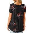 thumbnail image 4 of T-shirt Imprimé Femmes Été Col Rond Manches Courtes T-shirt Col Rond Chemisier Ample, Noir, XXL, 4 of 7