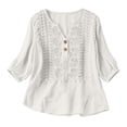 thumbnail image 5 of T Shirts for Women 2026 Summer Vintage Boho 3/4 Sleeve Shirt V Neck Embroidered Casual Tshirt Blouse, 5 of 7