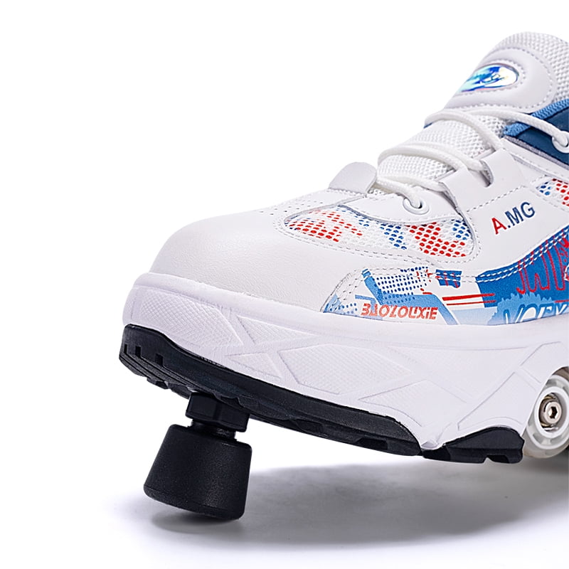 Roller Skates for Women Men, Shoes with Wheels for Girls, Kick Rollers Shoes Retractable for Boys, Adult Parkour Quad Roller Shoes, Inline Skates Children's Outdoor Skates