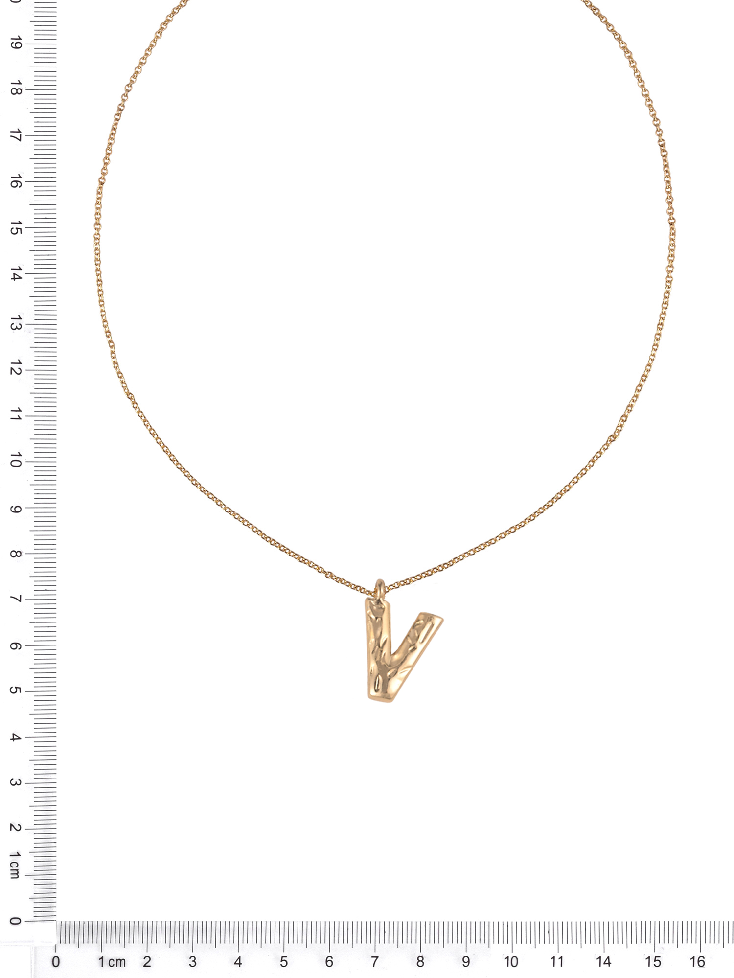 Time and Tru Goldtone Hammered Initial "V" Pendant Necklace