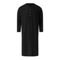 thumbnail image 4 of XDZJLR Men Shirts Muslim Arabia Long Sleeve Pocket Loose Robe Solid Pocket Tops, 4 of 5