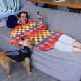 thumbnail image 3 of Colorful Geometric Pattern Wearable Oversized Blanket,Wearable Blanket Hoodie for Adults,Cozy Hooded Blankets with Super Pockets,Super Warm Fuzzy Pullover for Women & Men, 3 of 6