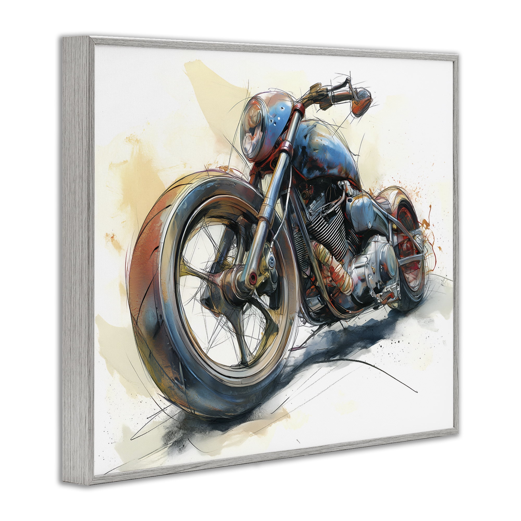 Stupell Industries Whimsical Motorcycle Concept Gray Framed Giclee Art, design by Steve Hunziker