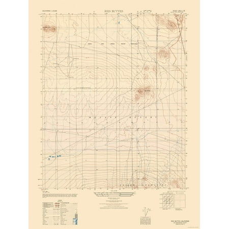 Topographical Map - Red Buttes Sheet - US Army 1947 - Vintage Wall Art