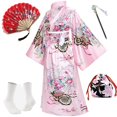 thumbnail image 5 of Bata tipo kimono de anime japonés para mujer, bata de geisha yukata, vestido dulce, bata de baño de satén con flores, ropa de dormir, 5 of 5