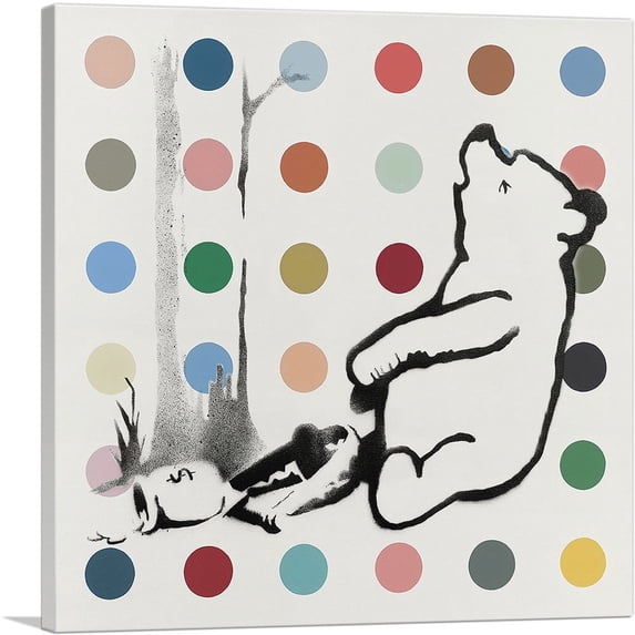 ARTCANVAS Winnie Bear Caught in Trap Canvas Art Print by Banksy - Size: 36" x 36" (0.75" Deep)