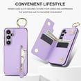 thumbnail image 3 of JTCASES for Samsung Galaxy S23 Plus Case, PU Leather Lychee Pattern Zipper Purse Finger Ring Buckle Card Slots Stand Shell for Samsung Galaxy S23 Plus Wear-resistant Shockproof Wallet Cover, Purple, 3 of 8