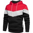 thumbnail image 1 of Sudadera con capucha de forro polar para hombre, estilo informal, con cordón ajustable en color contrastante y bolsillo tipo canguro., 1 of 5