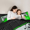 thumbnail image 4 of Feelyou Gaming Controller Kids Twin Bedding Sets 7-Piece, Green Abstract Bedding Comforter Set, Cartoon Video Game Lover Reversible Sheet Sets, Super Cozy Room Decor, 4 of 7