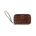 thumbnail image 4 of CTM  Embossed Floral Tooled Leather Wristlet (Women), 4 of 5