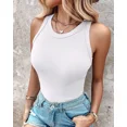 thumbnail image 4 of CHICME Tank Tops for Women Solid Color O-Neck Sleeveless Basic Slim Fit Skinny Tank Casual Top(Without Pads)-W-L, 4 of 8