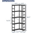 thumbnail image 3 of NUMENN 5 Tier Corner Bookshelf, Wood and Metal Bookcase Storage Shelf, Tall Corner Cabinet for Living Room, Bedroom, Home Office and Kitchen, Black, 3 of 14