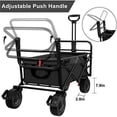 thumbnail image 6 of Folding Wagon Cart With Brake Free Standing Collapsible Utility Camping Grocery Canvas Fabric Sturdy Portable Rolling Buggies Outdoor Garden Sport Heavy Duty Shopping Cart Push Wagon Black, 6 of 6