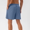 thumbnail image 5 of Mens Summer Beach Shorts Casual Plain Elastic Waist Drawstring Vacation Shorts with Pockets Blue XL, 5 of 6