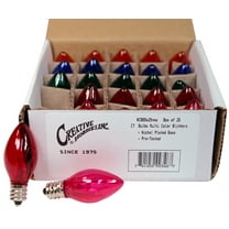 Creative Hobbies Box of 25 Colored Light Bulbs, Random Blinking, 7 Watt, C7 Candelabra Base -Great for Night Lights and Christmas Strings