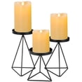 thumbnail image 1 of Juego de 3 portavelas de metal geométrico para velas de pilar, candelabro de hierro para decoración de centro de mesa del hogar. (Vela no incluida) Adepaton ZJWJ487, 1 of 5