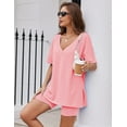 thumbnail image 3 of Avidlove Women Pajamas Set Oversized 2 Piece Lounge Sets Deep V Neck T-Shirts Tops with Biker Shorts Set Side Slit Workout Tracksuit S-XXL, 3 of 8