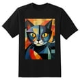 thumbnail image 2 of Plus Size Shirt for Women Black Tops for Women Oversized Short Sleeves Shirt for Women Cubist Style Cat T Shirt Crewneck Shirt for Women L, 2 of 5