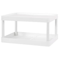 Multi-Layer Desktop Organizer | White Polypropylene Storage Shelf for Office, Kitchen Spice Rack or Bathroom Countertop | 10.83x7.09x5.7in Space-Saving Organizer