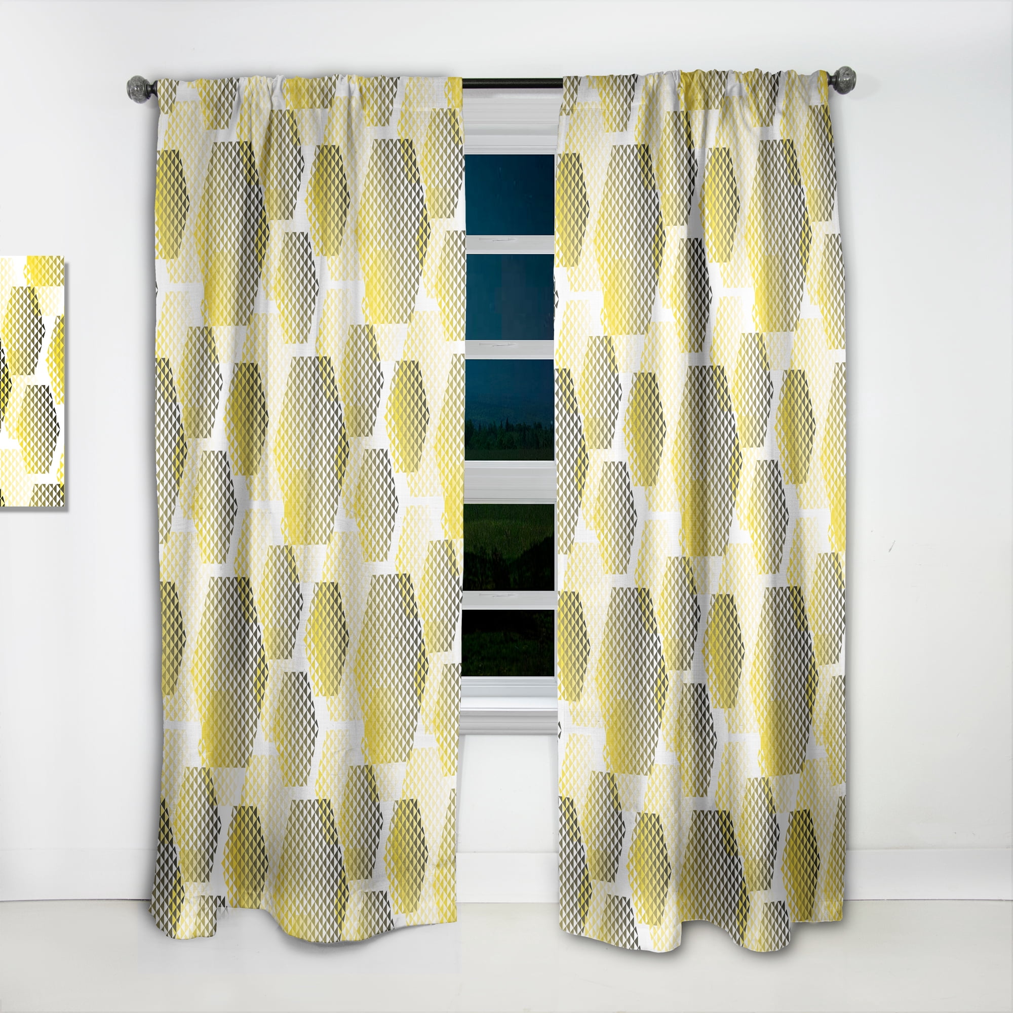 Designart 'Hexagon Retro Pattern XI' Mid-Century Modern Curtain Panel