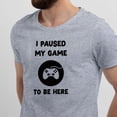 thumbnail image 2 of Greenyef Graphics I Paused My Game to Be Here Gamer Gift Funny Tee Men's T-Shirt Style-27 (Gray & Black, X-Large), 2 of 6