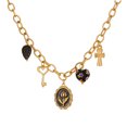 thumbnail image 6 of NICKSUN 18K Gold Plated Stainless Steel Vintage Tulip Pendant Necklace, Multi Charms Cross Key Heart Bead Thick Link Chain Clavicle Jewelry for Women, 6 of 7