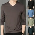 thumbnail image 5 of Ana Mens Casual Slim Fit V Neck Long Sleeve T-Shirt Muscle Workout Tee Top Blouse, 5 of 9