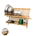 thumbnail image 4 of PENGXIANG Dish Drying Rack Foldable Bamboo Bowl Drying Rack Bamboo Organizer Flatware Holder Air Drying Plates Shelf for Kitchen Home, 4 of 9