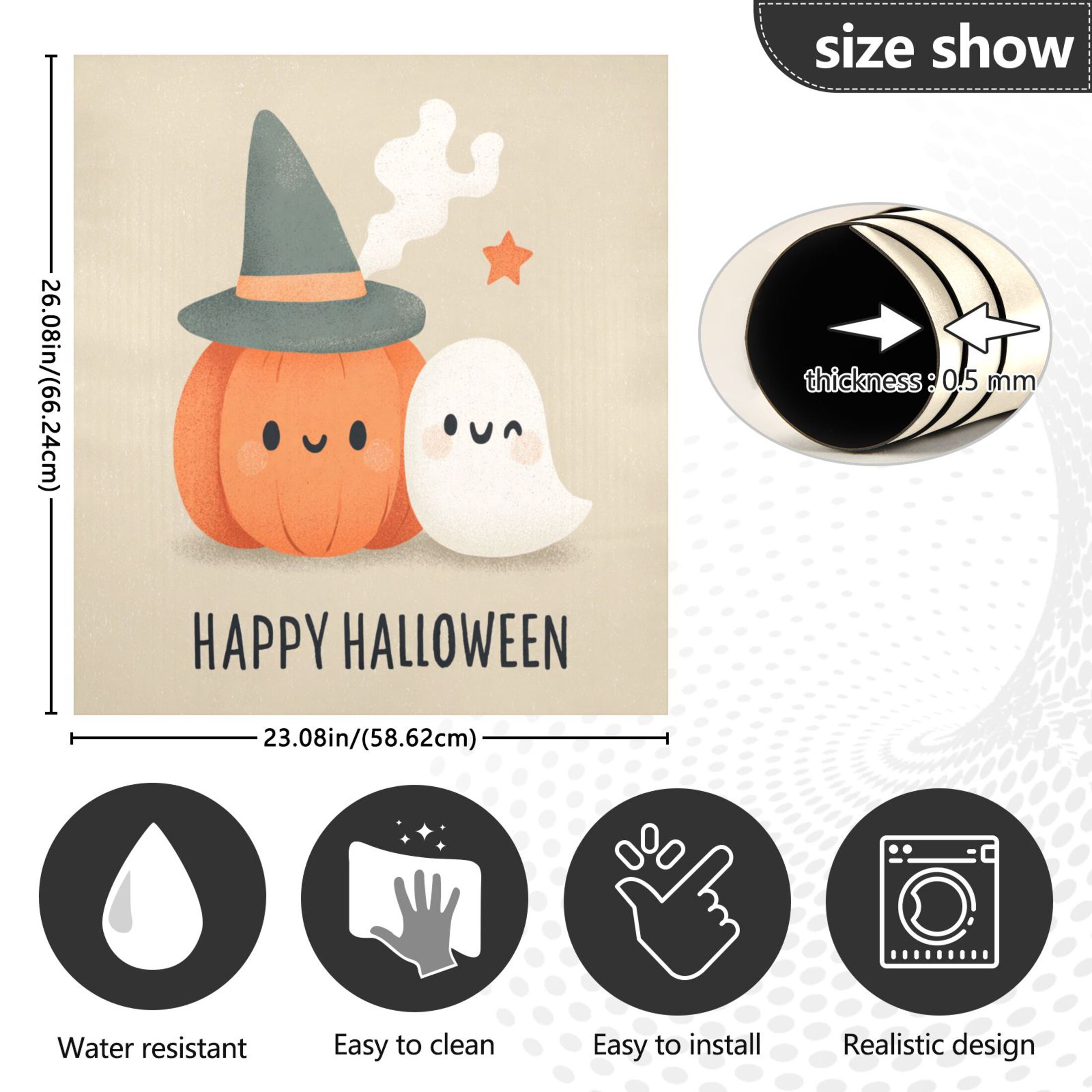 Dishwasher Magnetic Sticker 23x26 Inch Refrigerator Magnetic Sticker Washing Machine Magnetic Sticker Kitchen Panel Magnetic Sticker Home Decor Cartoon Halloween Pumpkin