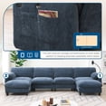 thumbnail image 4 of 140" Modular Sectional Sofa with Charger and Phone Holder, Oversized U Shaped Sofa with Extra-Wide Seat and Side Pockets, 6 Seat Comfy Chenille Cloud Couch, Blue, 4 of 7