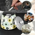 thumbnail image 4 of Yayeee Ashtray with Lid for Cigarette Smokeless Stainless Steel Home Ash Holder, White Flower, 4 of 7